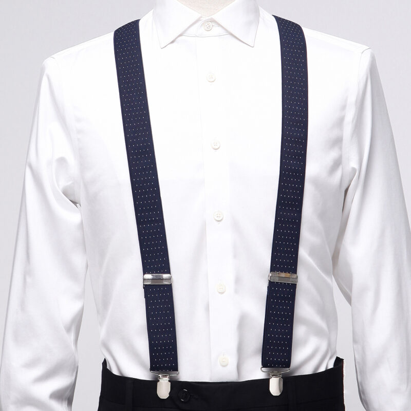 Blue Suspenders: Navy Blue Patterned