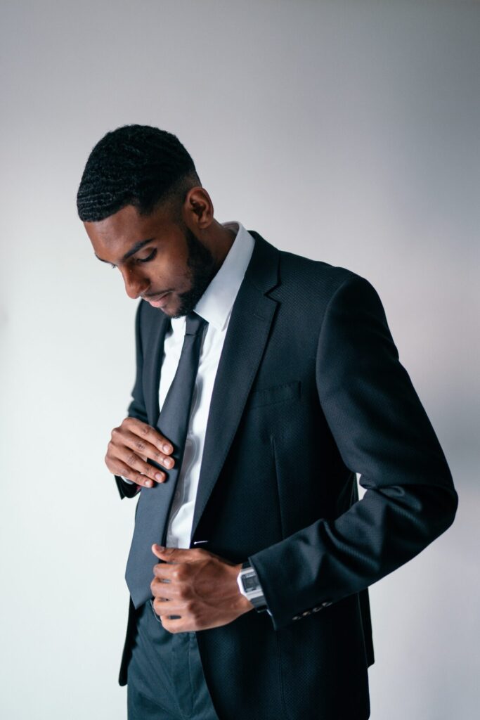 what to wear to a funeral for men, black man in suit and tie