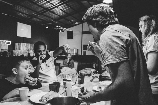 men eating and hang out together, self care for men
